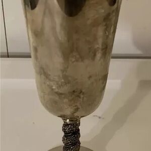 Vintage Silver plated chalice‎ goblet Accent Spain twisted Grapevine stem